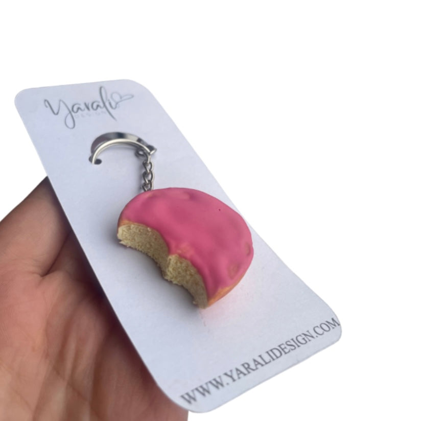 Pink cookie bite out - Handmade - Clay